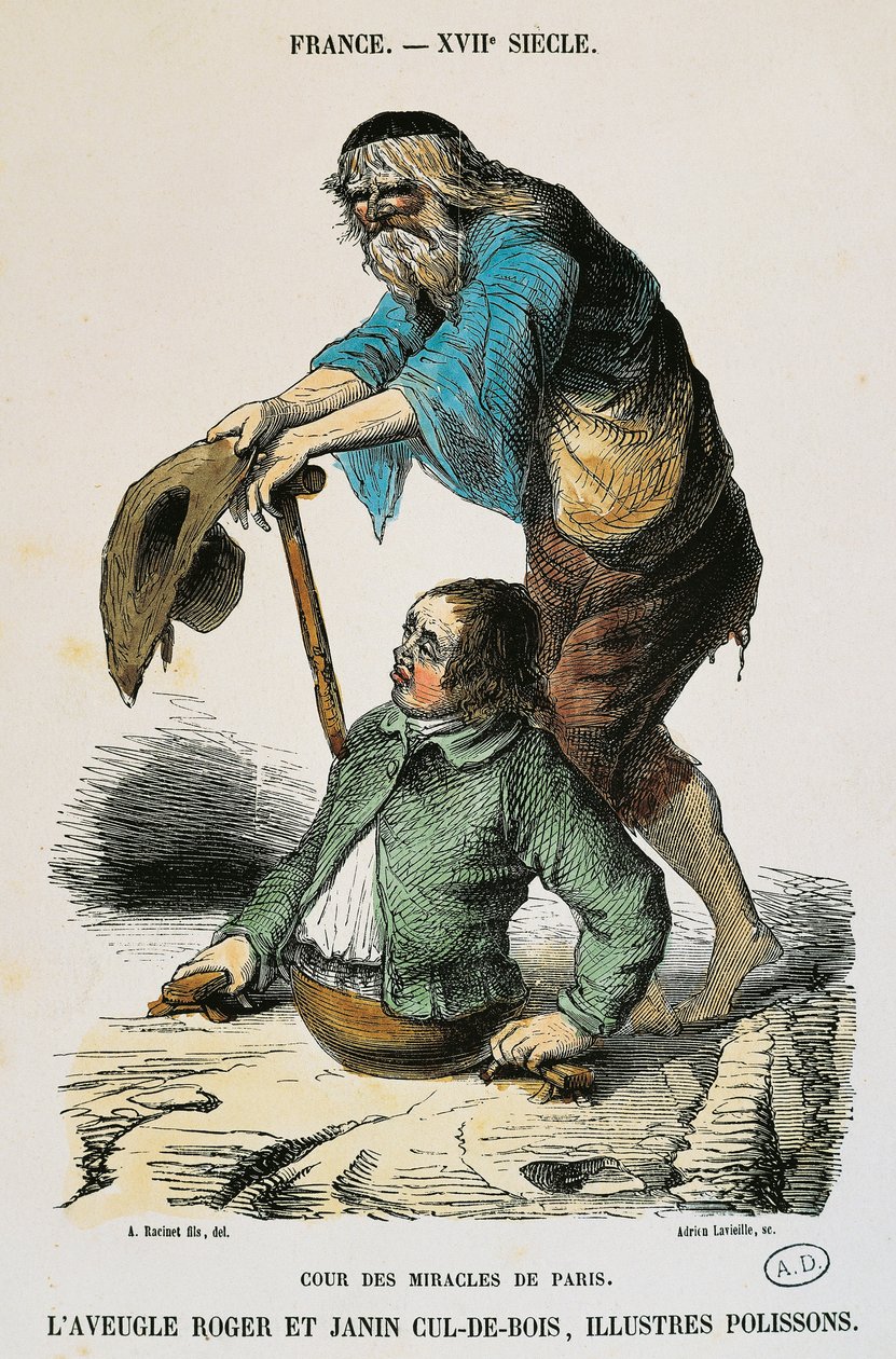 Mirakeldomstolen i Paris, gravering av Auguste Racinet (1825-1893), Frankrike av Albert Charles August Racinet