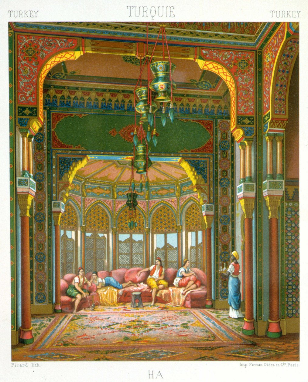 Harem i Tyrkia - i "" Den historiske drakten"" av Racinet av Albert Charles August Racinet