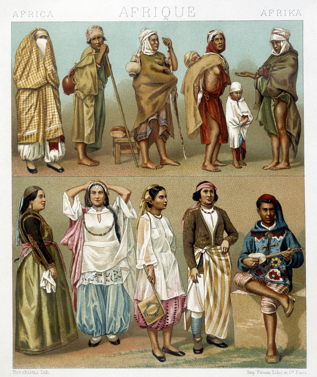 Illustrasjon i "Den historiske drakten" av Racinet av Albert Charles August Racinet