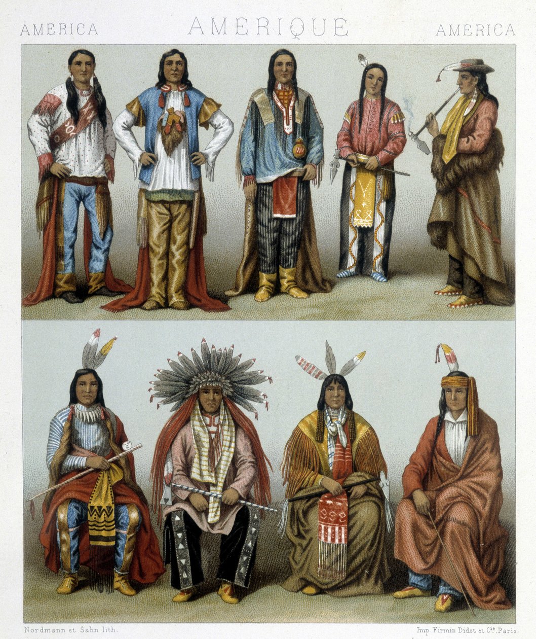 Illustrasjon i "Den historiske drakten" av Racinet av Albert Charles August Racinet
