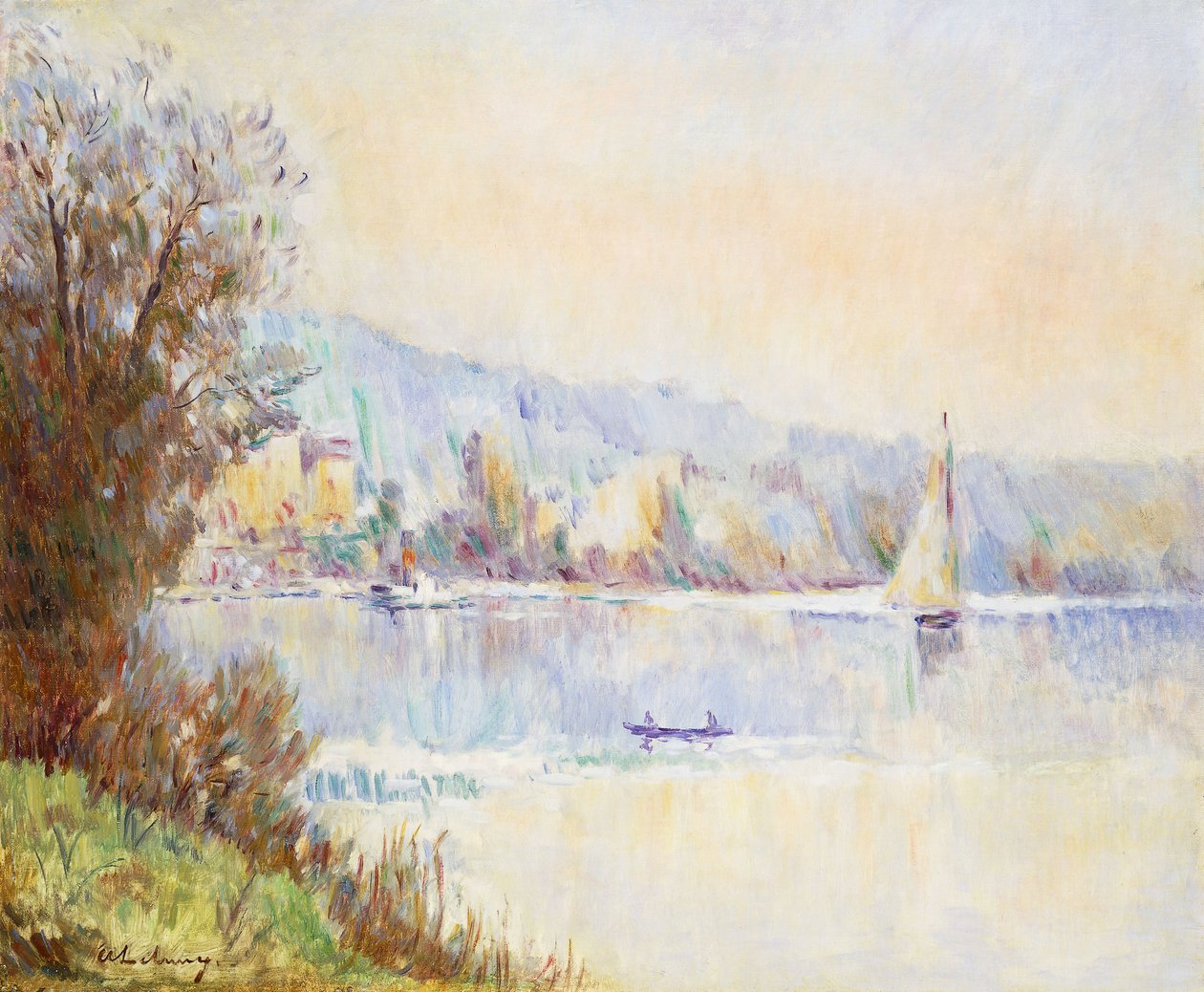 Båter på Seinen; Båter på Seinen, av Albert Charles Lebourg