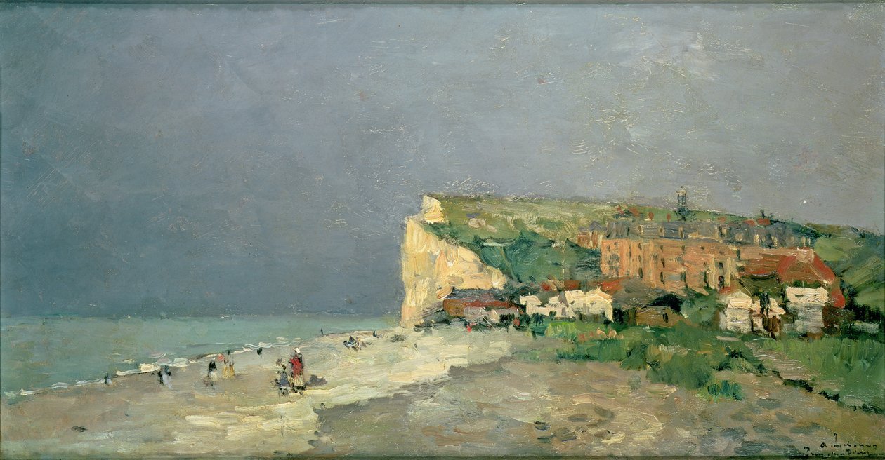 Puys-sous-Dieppe-stranden, Stormy Sky, ca. 1880 av Albert Charles Lebourg