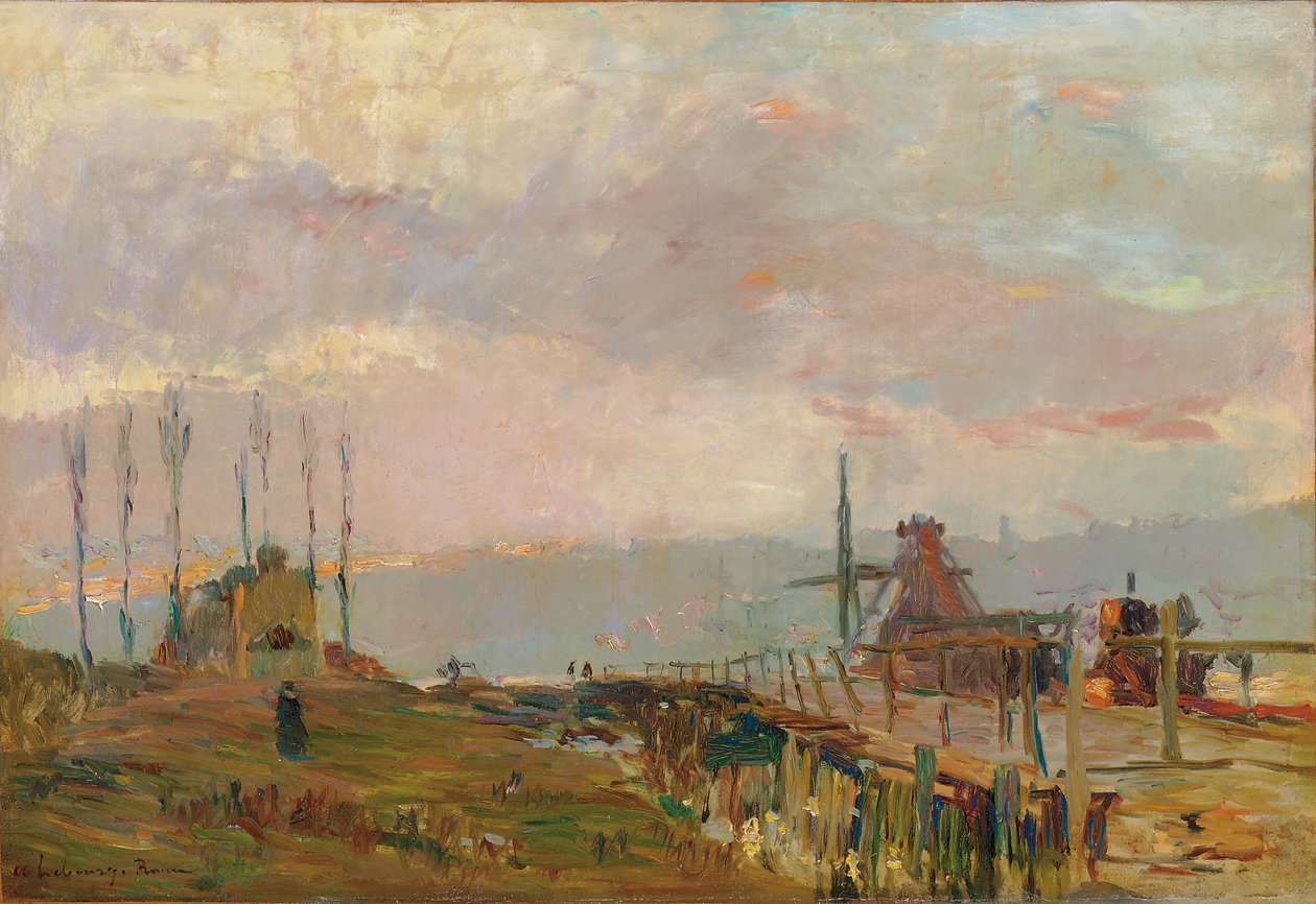 Den rustikke broen nær Rouen av Albert Charles Lebourg