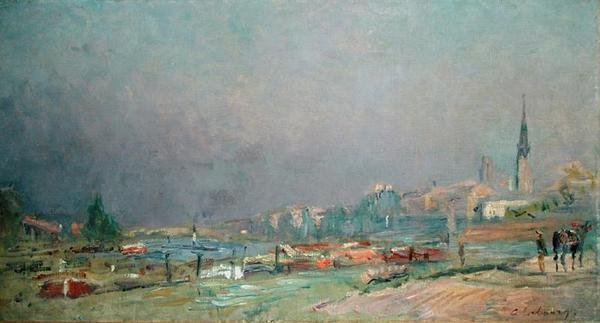 På elvebredden (olje på lerret) av Albert Charles Lebourg