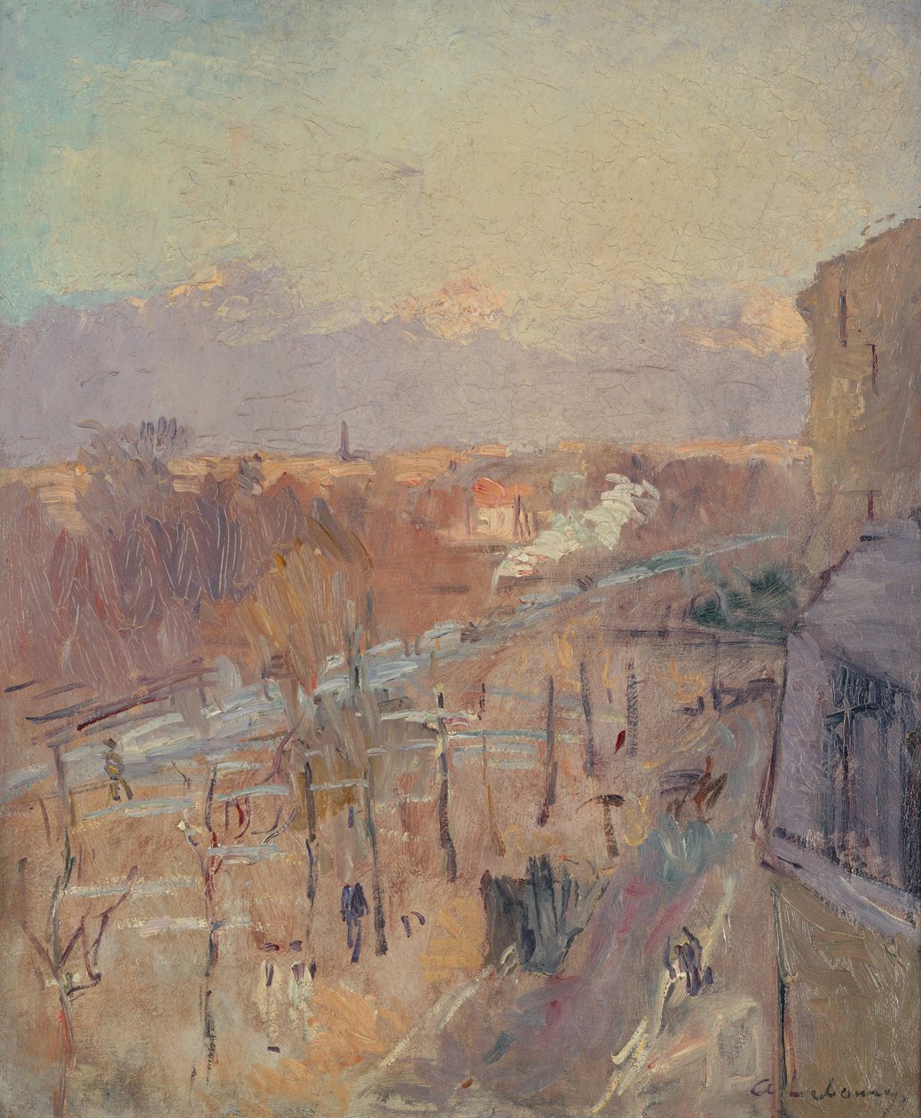 Avenue in Paris after a Storm (olje på lerret) av Albert Charles Lebourg