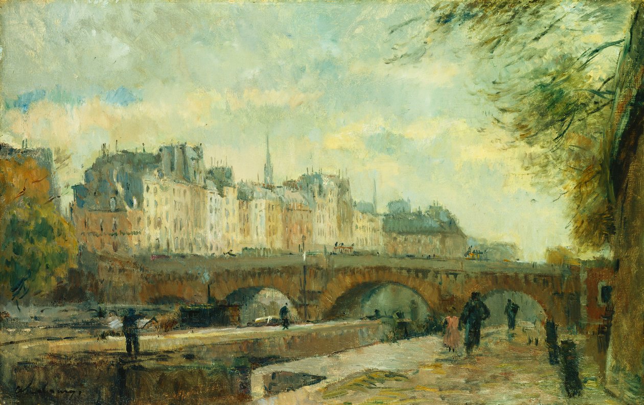 Den nye broen i byen; Le Pont Neuf de la Cite, av Albert Charles Lebourg