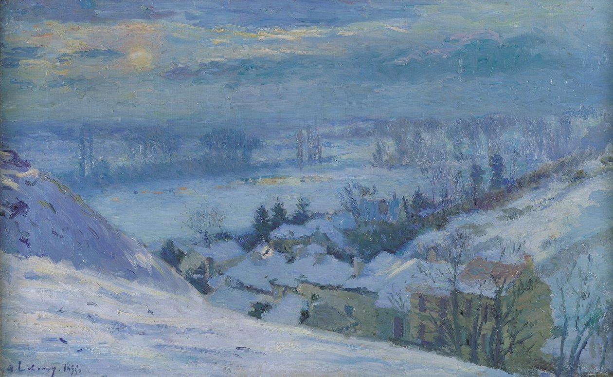 Landsbyen Herblay under snø, 1895 av Albert Charles Lebourg