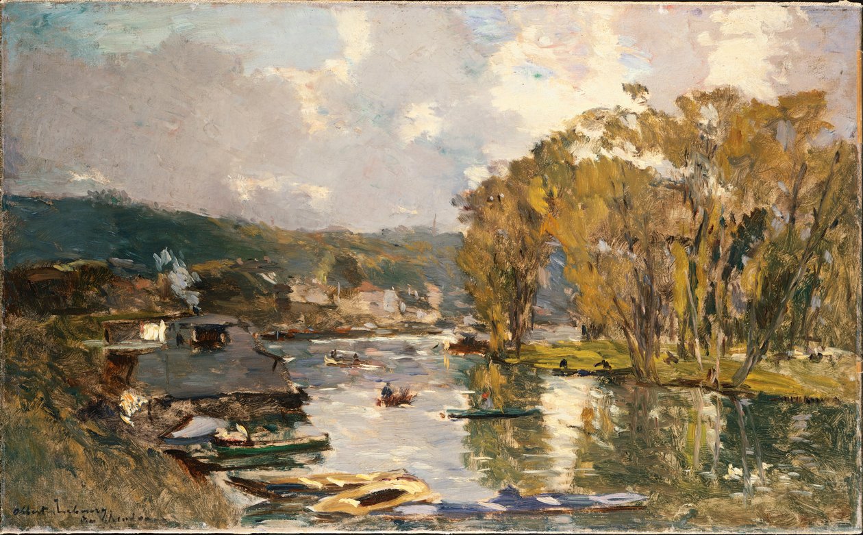 Den lille grenen av elven Seinen ved Bas-Meudon på en høstkveld, 1893 av Albert Charles Lebourg