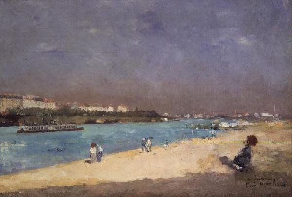 Utsikt over utkanten av Paris fra Pont National, 1882 av Albert Charles Lebourg