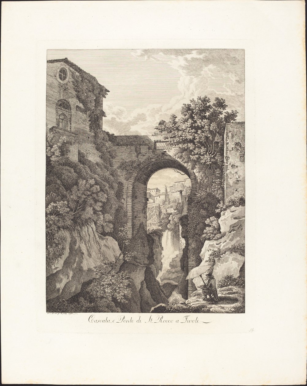Foss og Ponte di San Rocco i Tivoli av Albert Christoph Dies