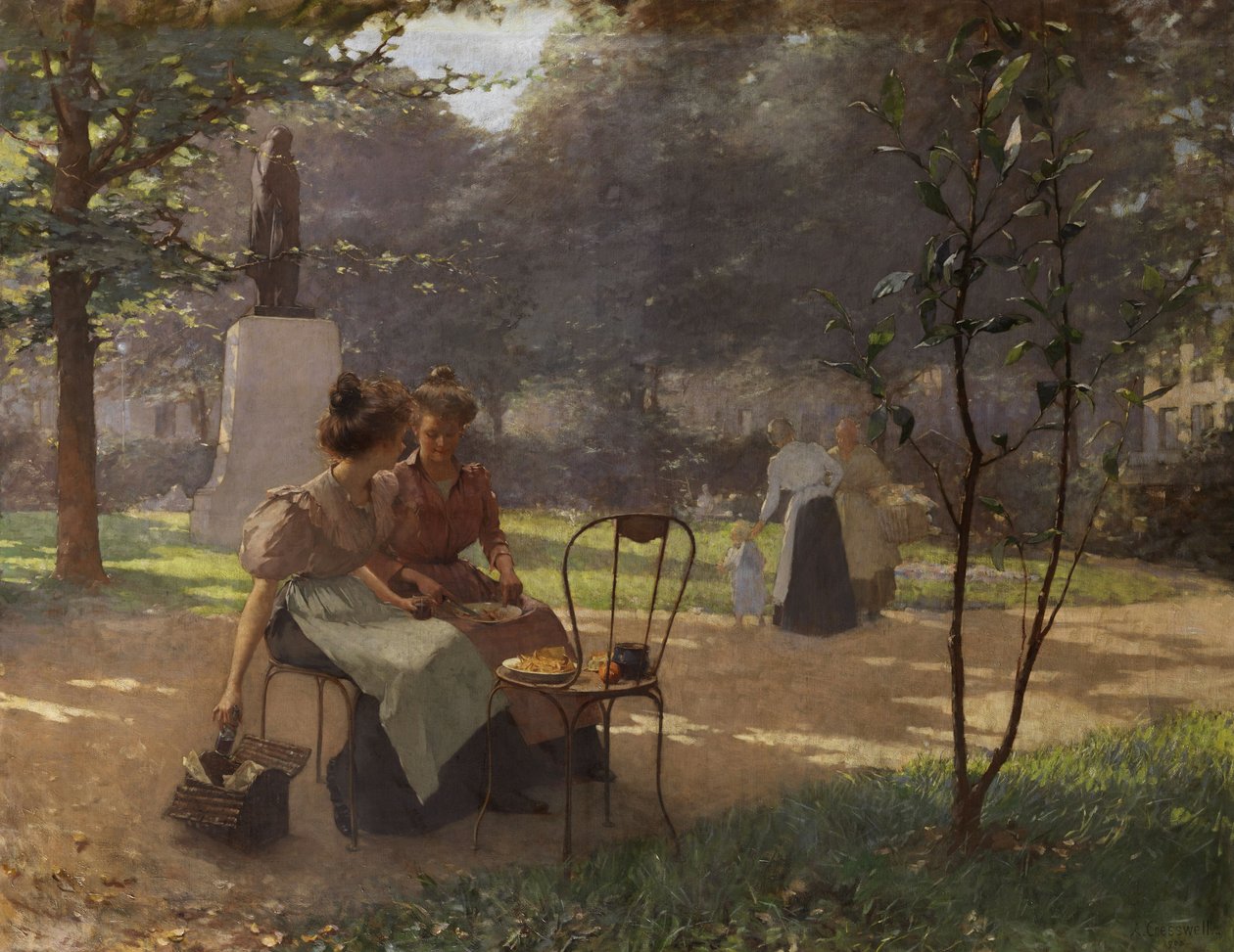 To unge jenter i parken av Albert Cresswell