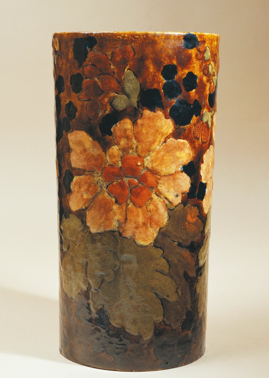 Vase med blomsterdekor, av Albert Dammouse, steintøy av Albert Dammouse