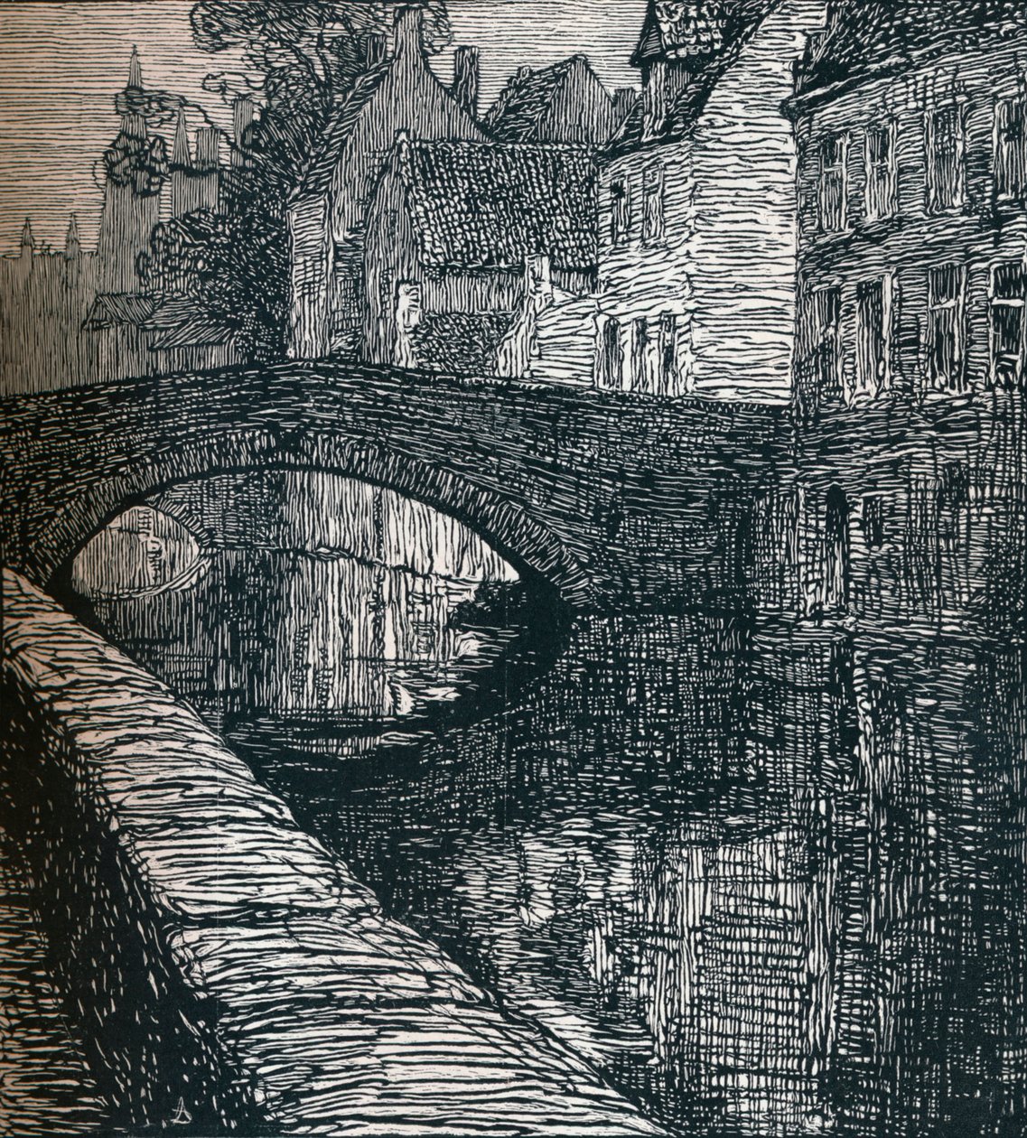 Brugge: Le Quai Vert The Green Quay, 1916, 1917 av Albert Delstanche