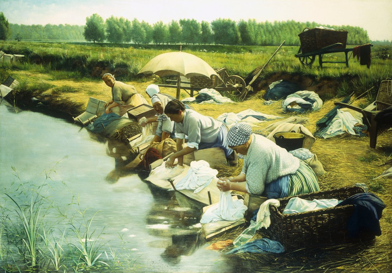 Vaskekvinner i Trappes-regionen (olje på lerret) av Albert Desire