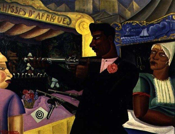Afrikansk skyting, ca. 1928 (olje om bord) av Albert Droesbeke