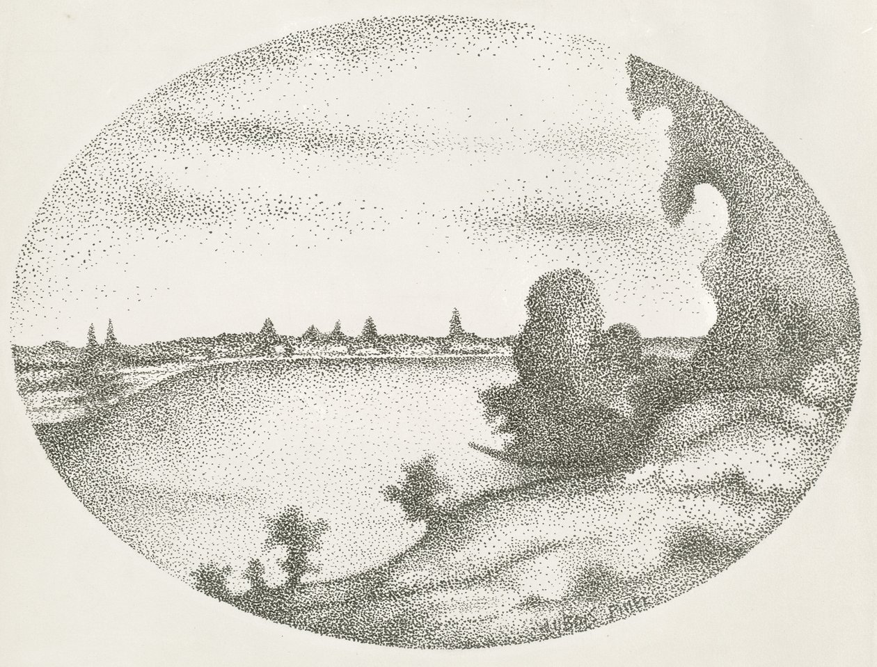 Et elvelandskap av Albert Dubois Pillet