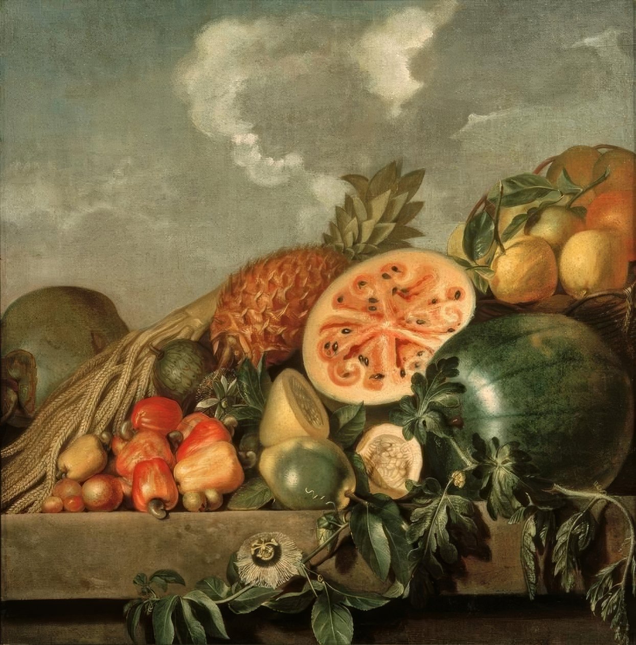 Stilleben med ananas, melon og andre tropiske frukter av Albert Eckhout