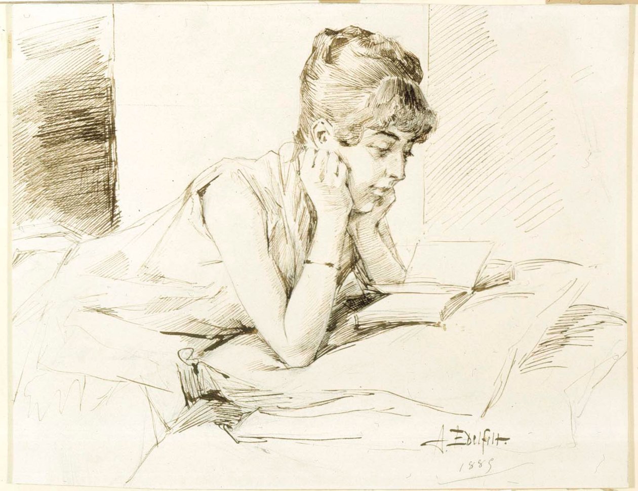 En ung kvinne som leser av Albert Edelfelt