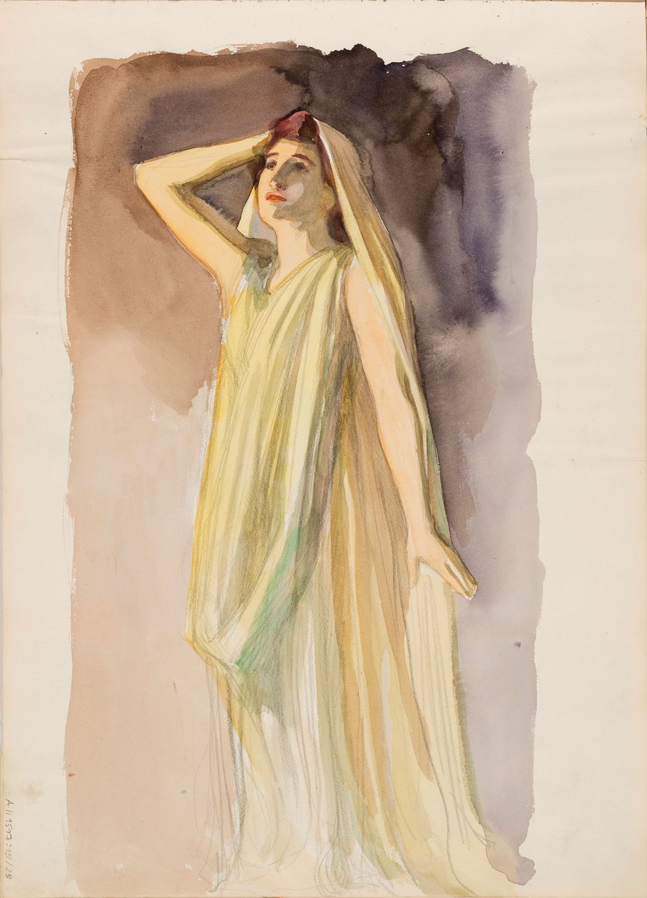 Aino Ackté som Alkestis, helkroppsskisse av Albert Edelfelt