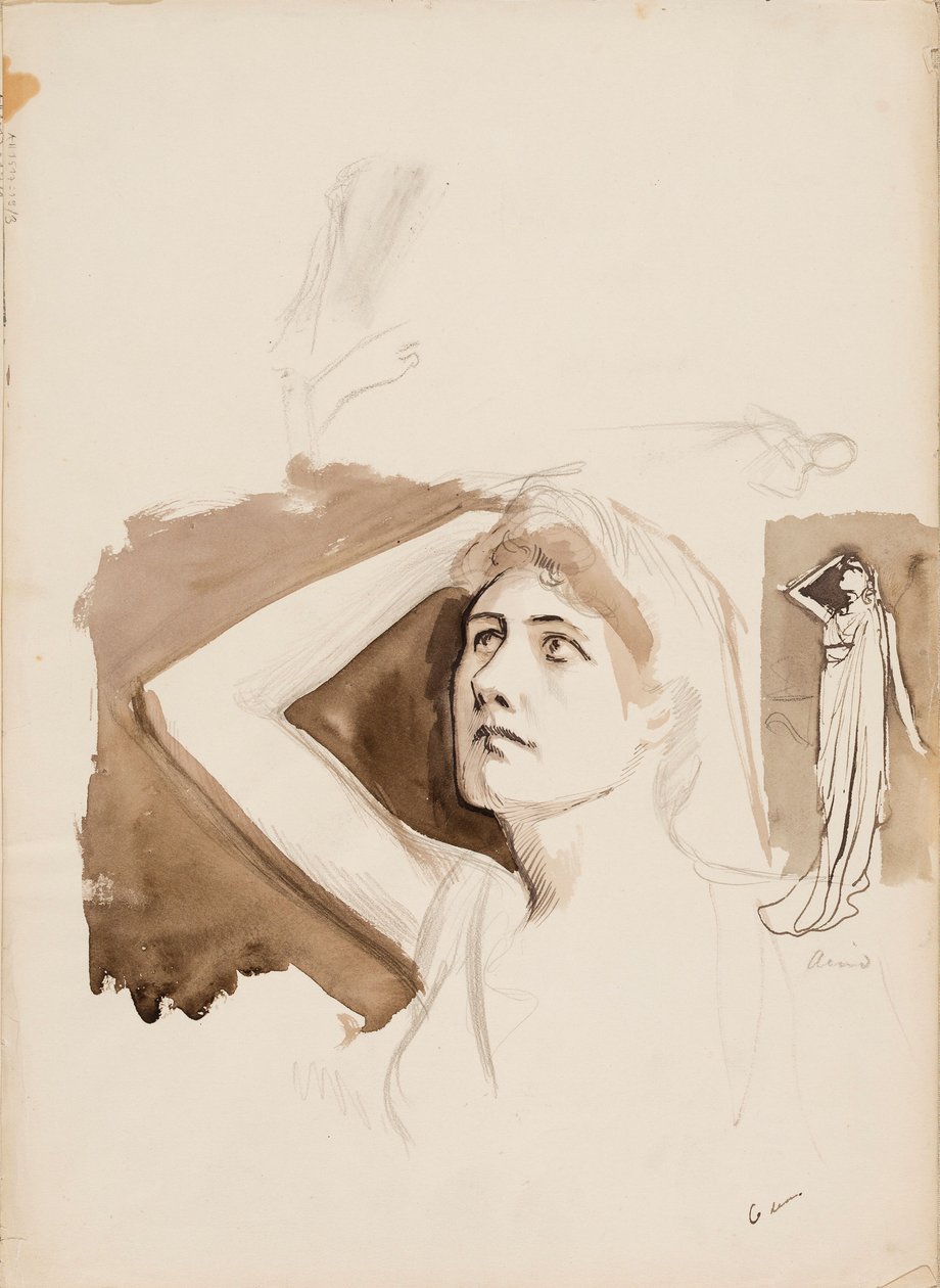 Aino Ackté som Alkestis, skisse av Albert Edelfelt