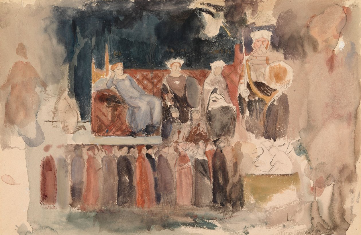 Allegori over det gode styret, skisse av Ambrogio Lorenzettis freske i Palazzo Pubblico, Siena av Albert Edelfelt