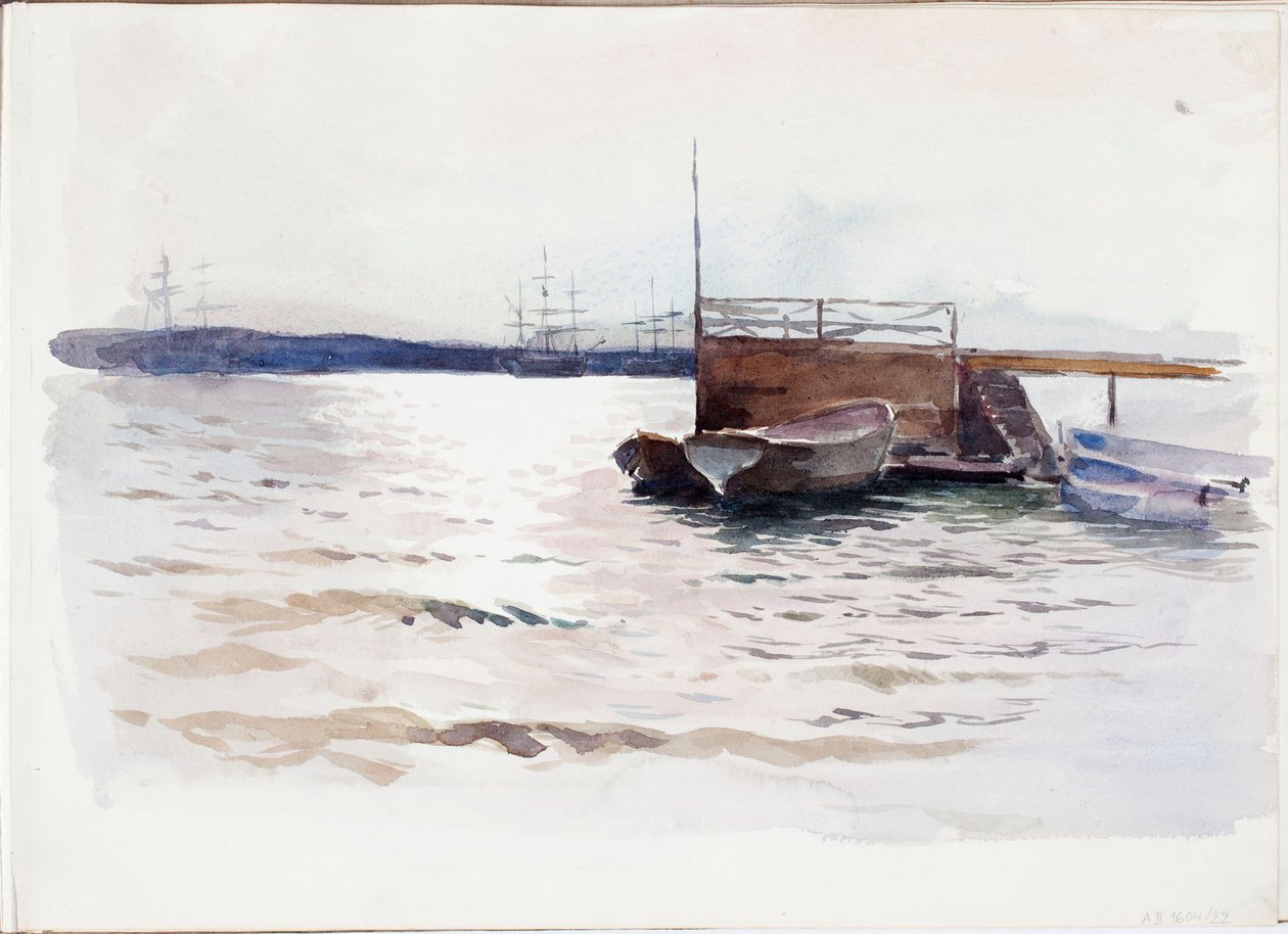 Båter ved brygga av Albert Edelfelt