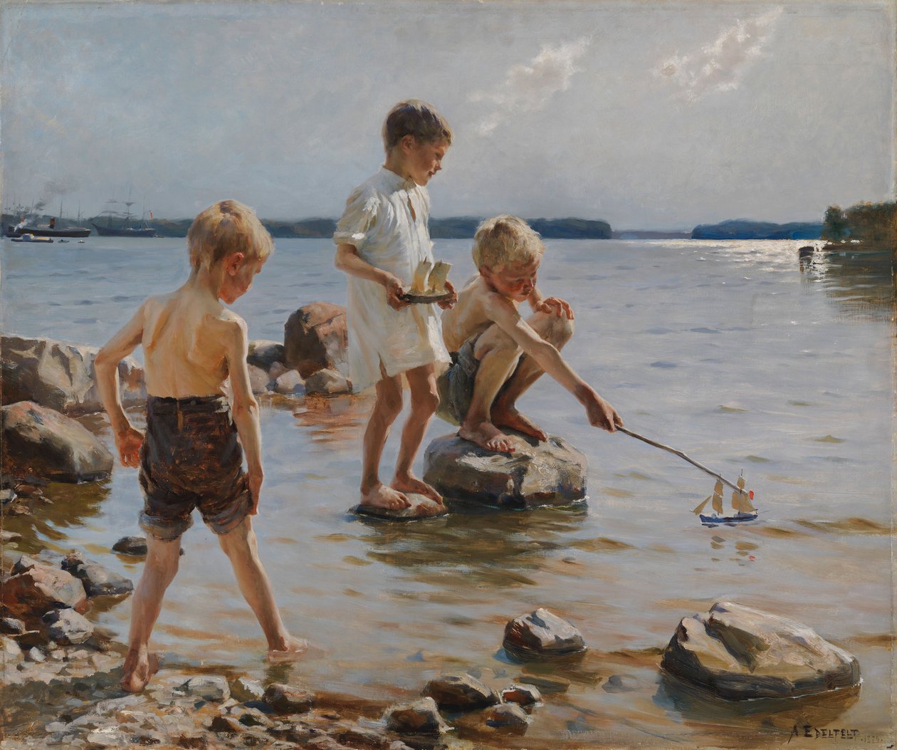 Gutter som leker på stranden (Barn som leker på stranden) av Albert Edelfelt