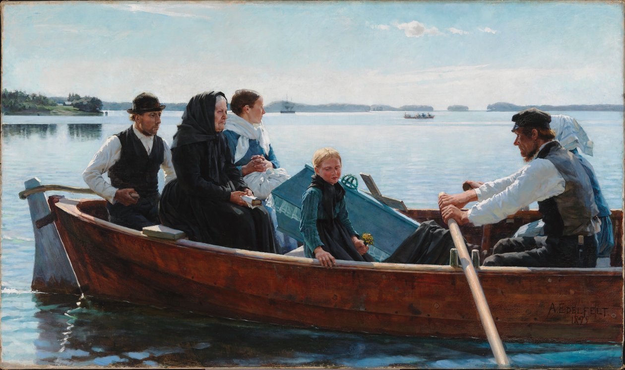Transport av barnets kiste (et barns begravelse) av Albert Edelfelt