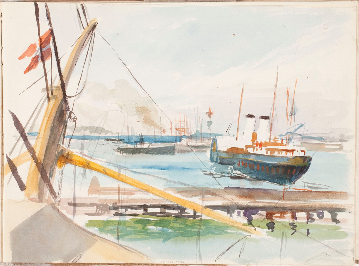 Fra Københavns havn, skisse av Albert Edelfelt