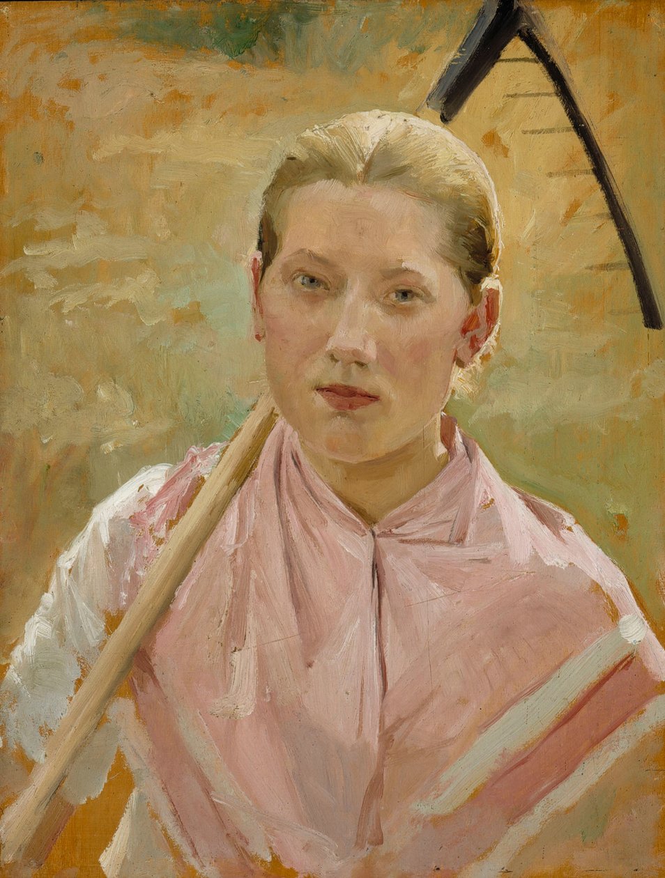 Jente med en rive, studie til August av Albert Edelfelt