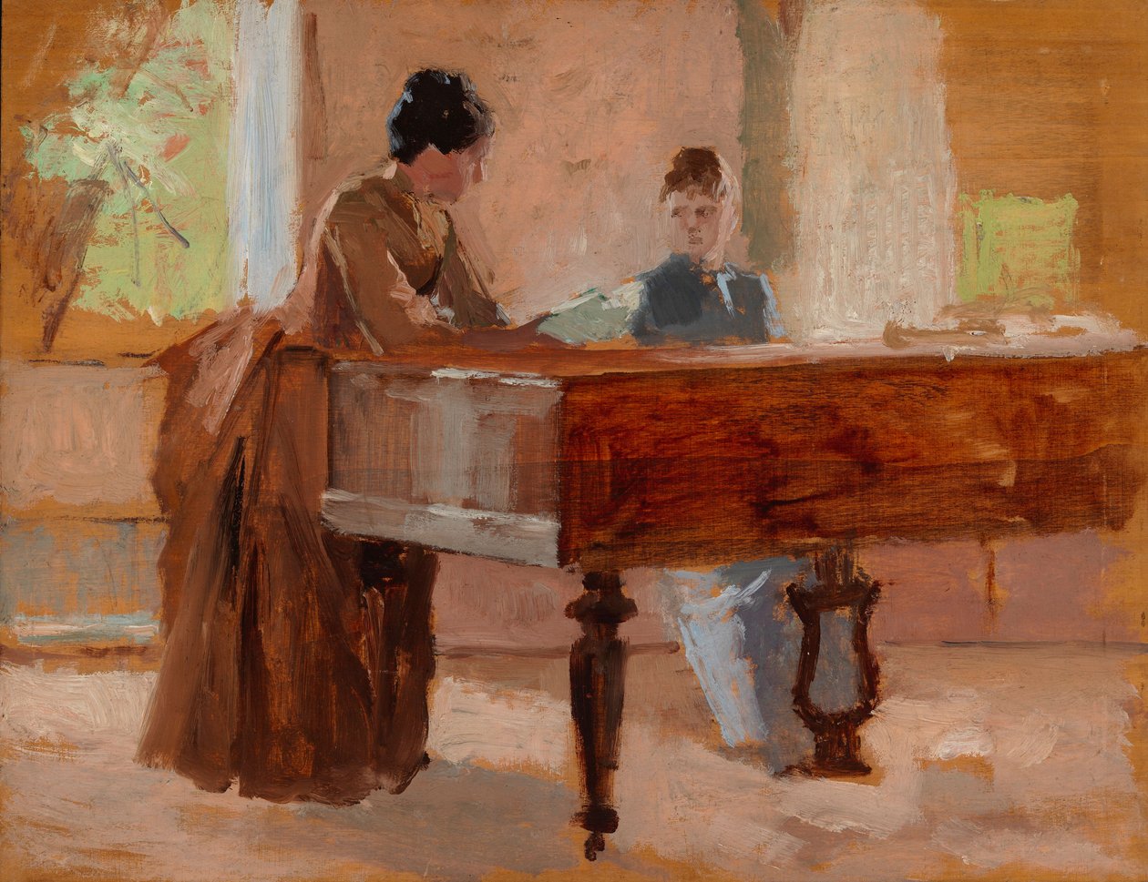 I salongen på Haikko, skisse til «An Old Tune» av Albert Edelfelt