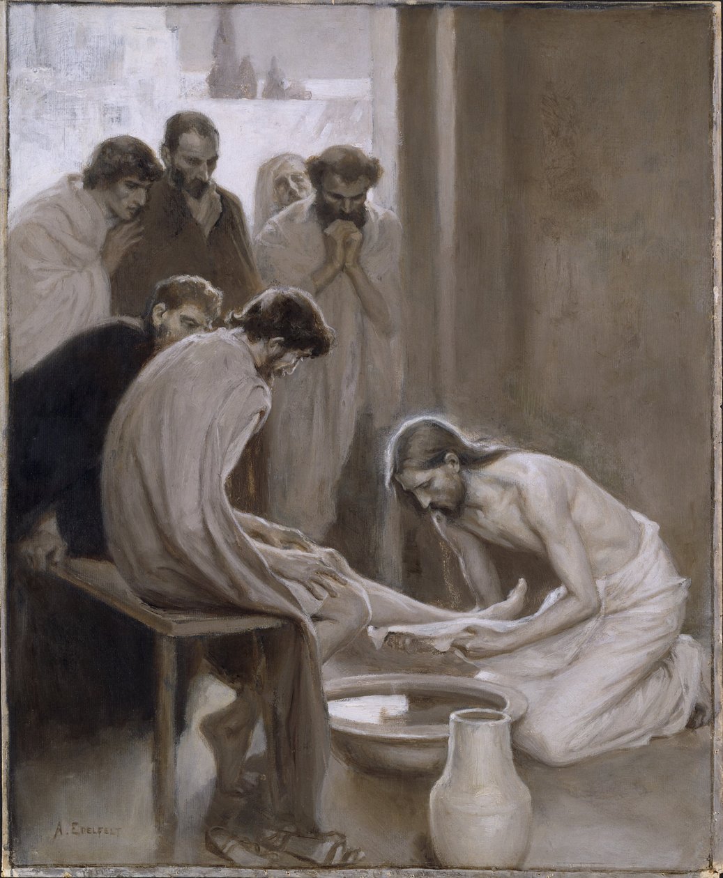 Jesus vasker disiplenes føtter av Albert Edelfelt