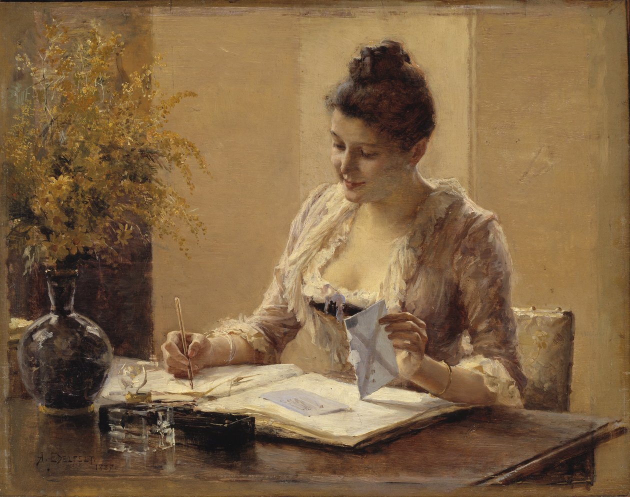 Dame som skriver et brev av Albert Edelfelt