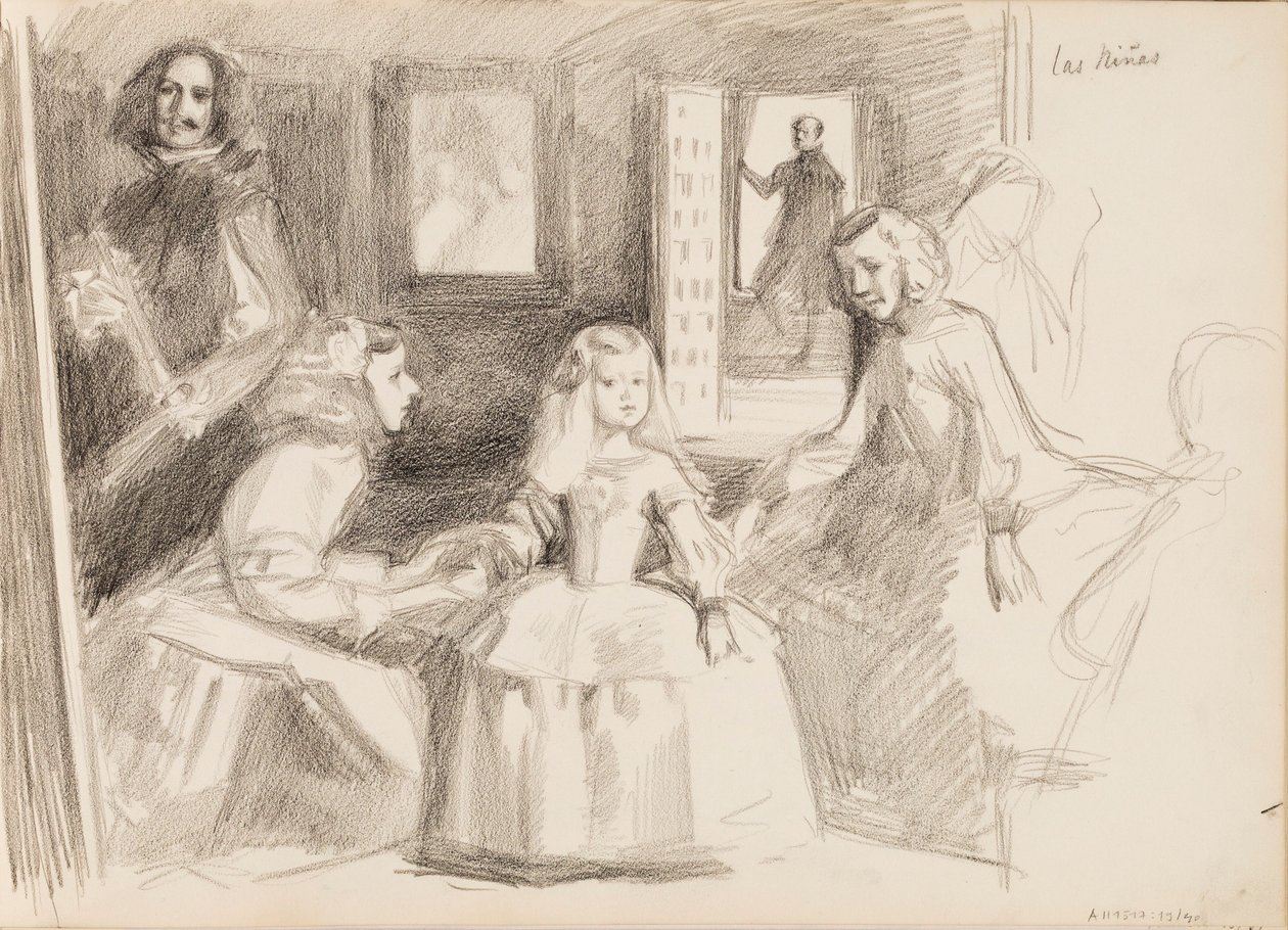 Las Meninas, skisse etter Diego Velázquez av Albert Edelfelt