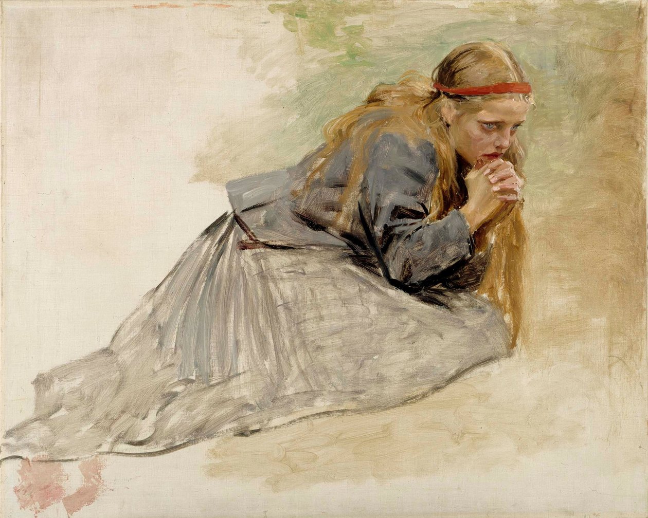 Maria Magdalena på kne, studie til «Kristus og Maria Magdalena» av Albert Edelfelt
