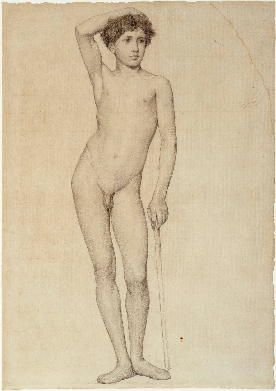 Naken mannlig modell, akademistudie av Albert Edelfelt