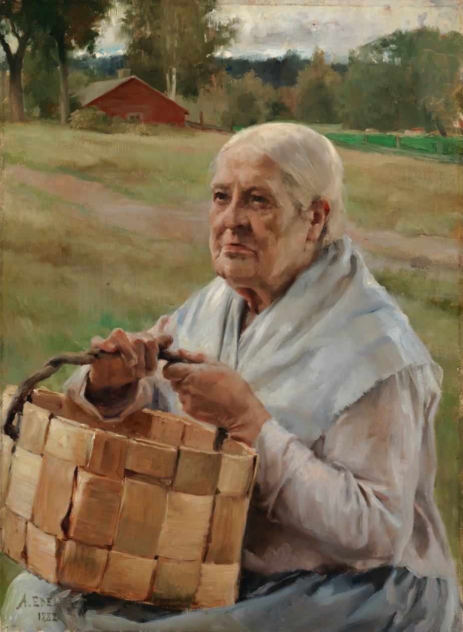 Gammel kvinne med en fliskurv av Albert Edelfelt