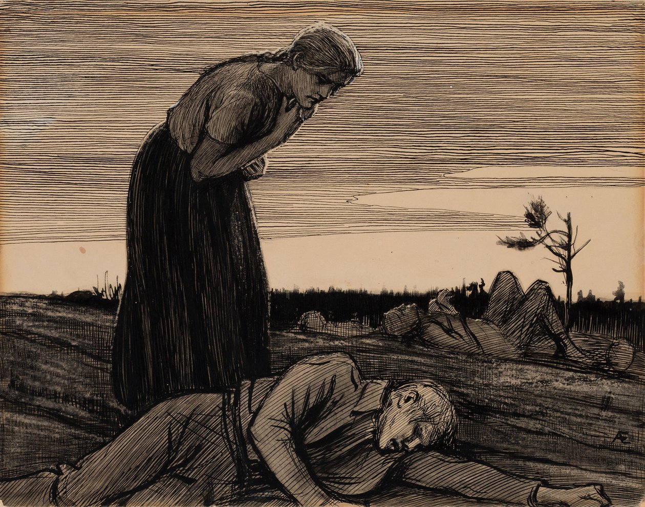 På slagmarken fra diktet Jenta fra hytta av Albert Edelfelt