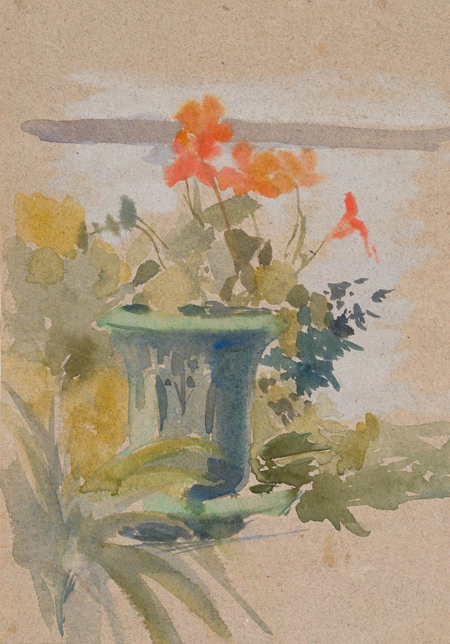 Pelargoniaer på terrassen av Albert Edelfelt