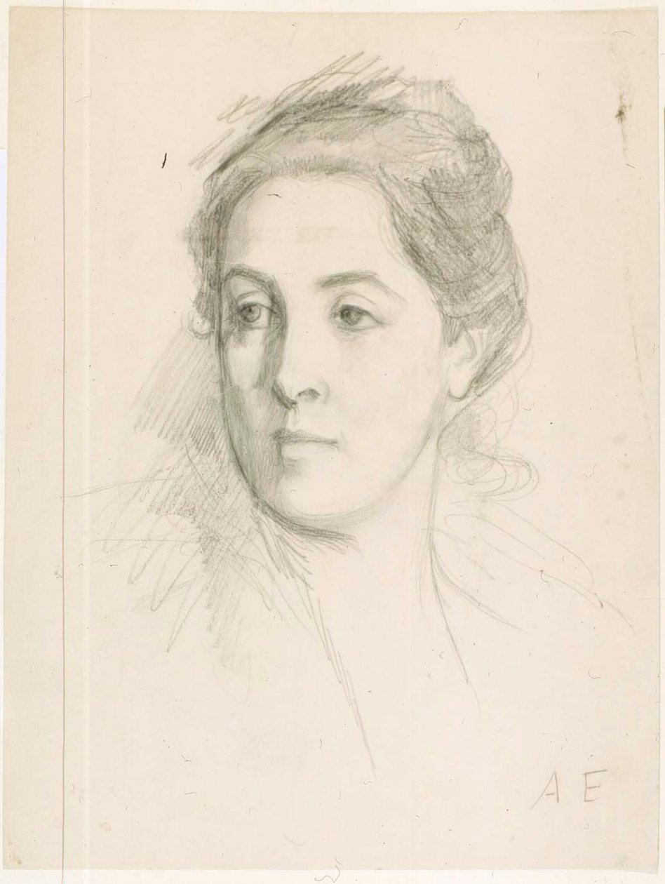 Portrett av kunstnerens kone, studie til et maleri av Albert Edelfelt