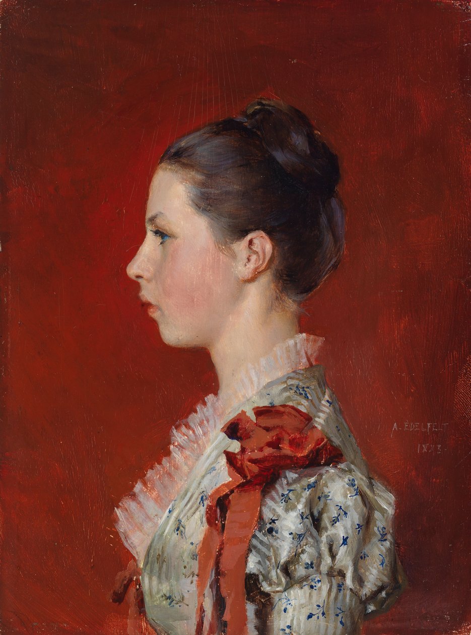 Portrett av kunstnerens søster Annie Edelfelt av Albert Edelfelt