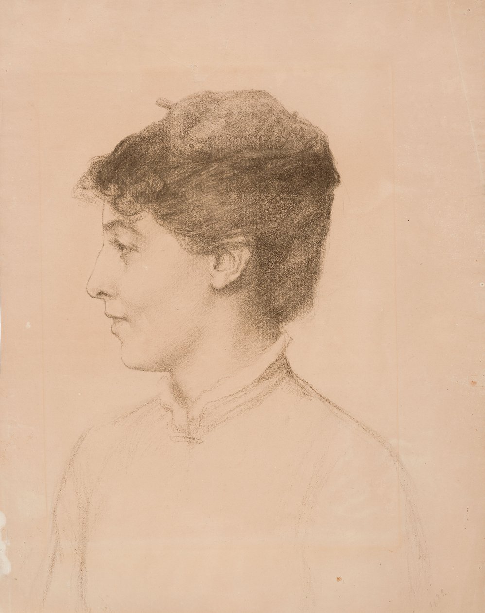 Portrett av kunstnerens kone Ellan Edelfelt i profil av Albert Edelfelt