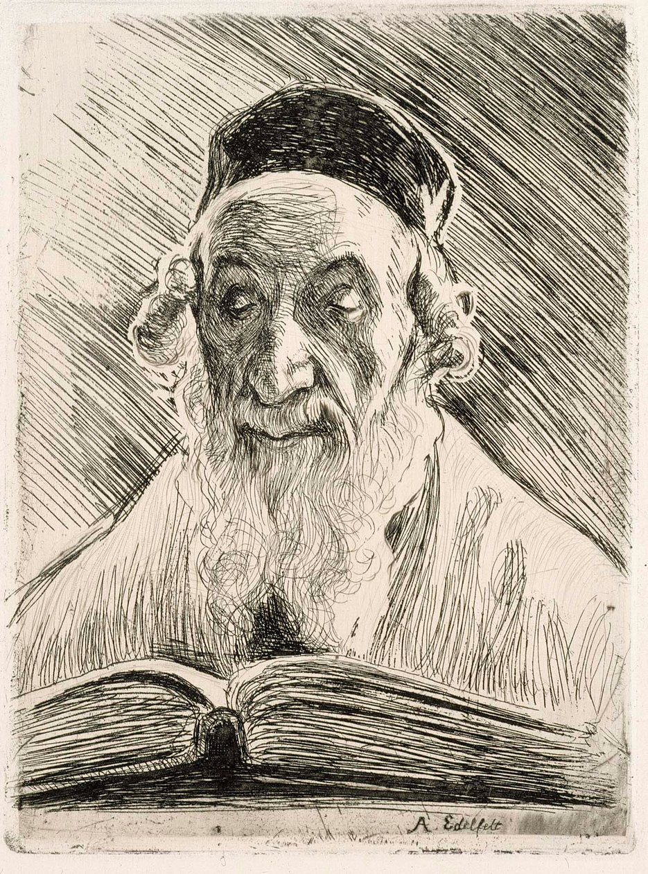 Lesende rabbiner av Albert Edelfelt