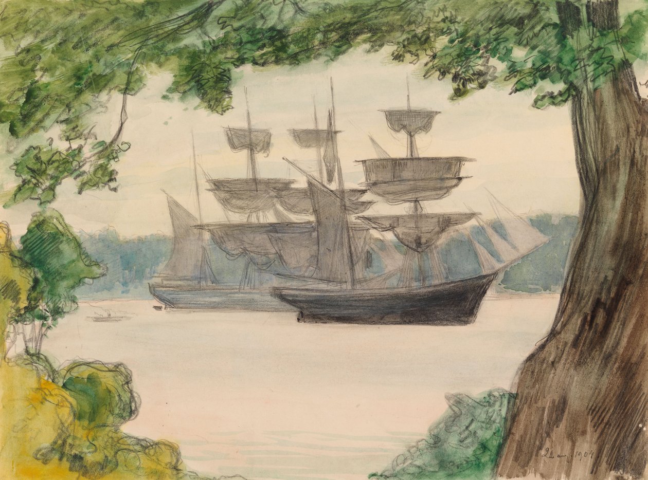 Seilbåter i landskapet av Albert Edelfelt