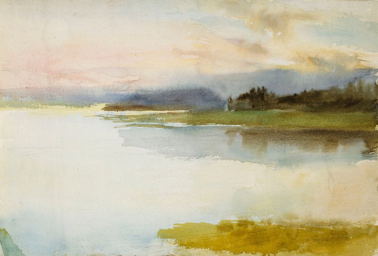 Havkyst om kvelden; Landskap, kveld av Albert Edelfelt