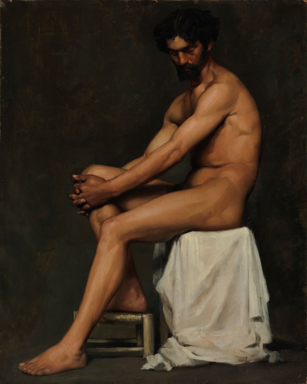 Sittende mann, akademistudie av Albert Edelfelt