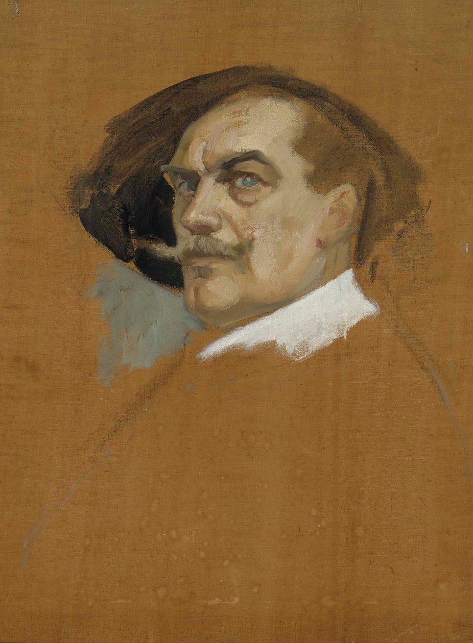 Selvportrett i en kjole fra 1600-tallet, studie av Albert Edelfelt