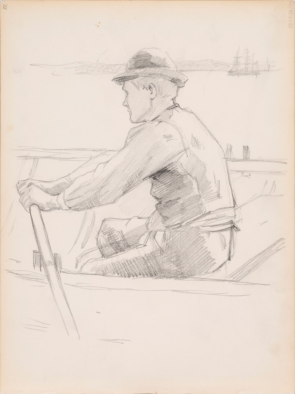 Skisse av transporten av barnets kiste (Et barns begravelse) av Albert Edelfelt