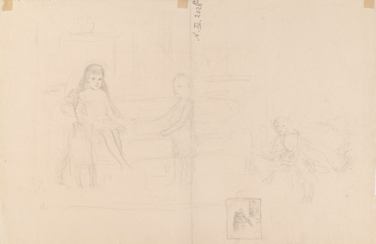 Skisse av Michael og Xenia, barna til tsar Alexander III av Albert Edelfelt