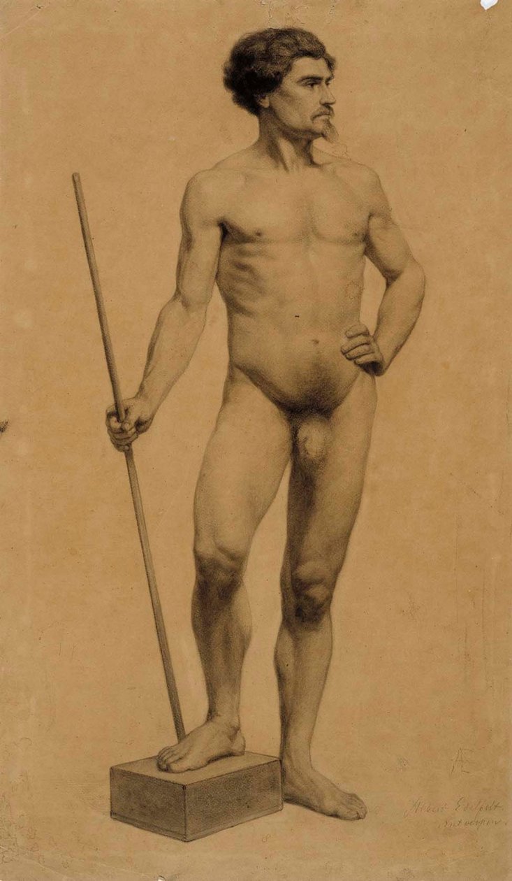 Stående naken mann, akademistudie av Albert Edelfelt